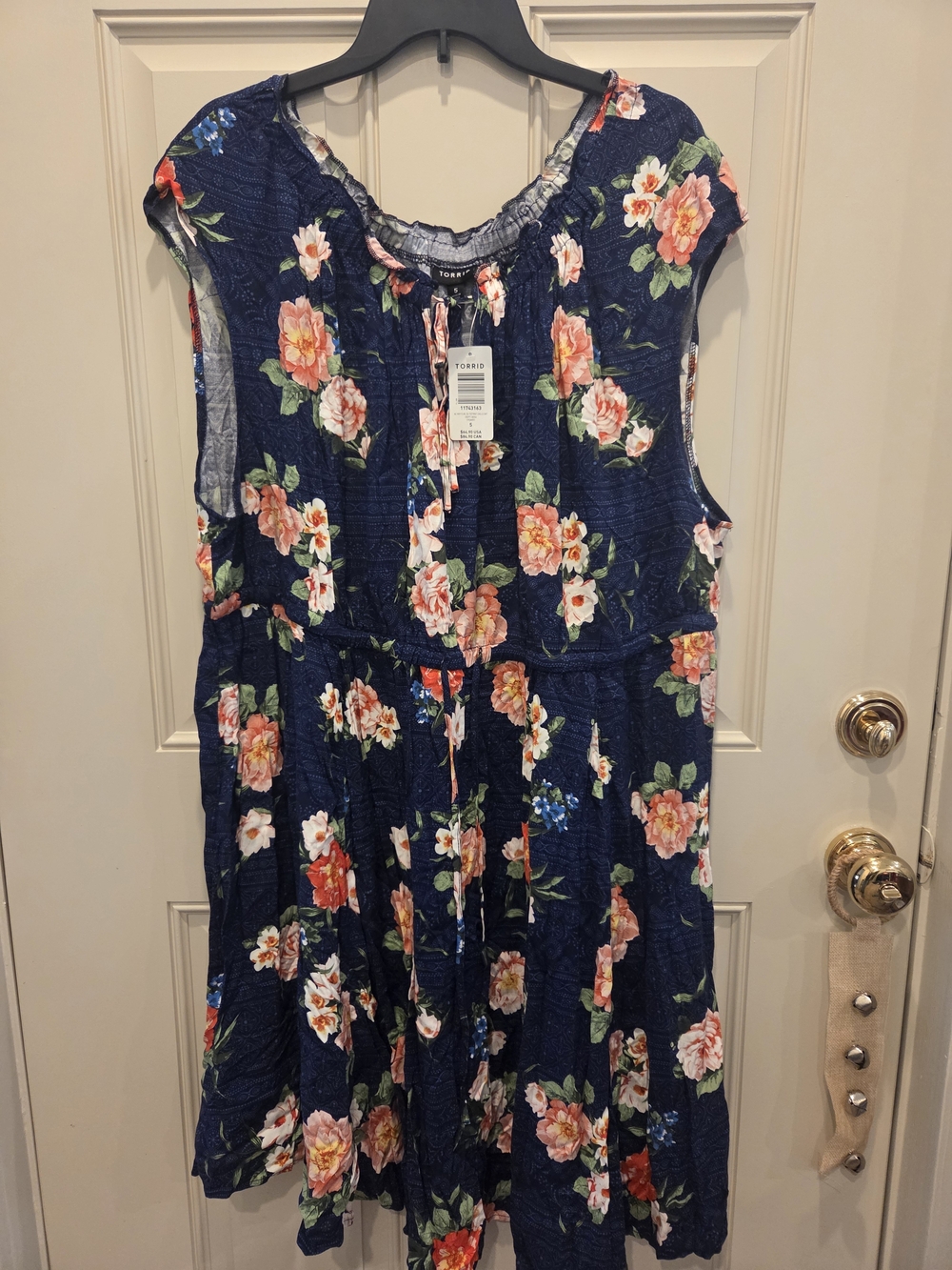 Torrid Navy Floral Tie-Front Casual Dress Women's 5X Nwt
